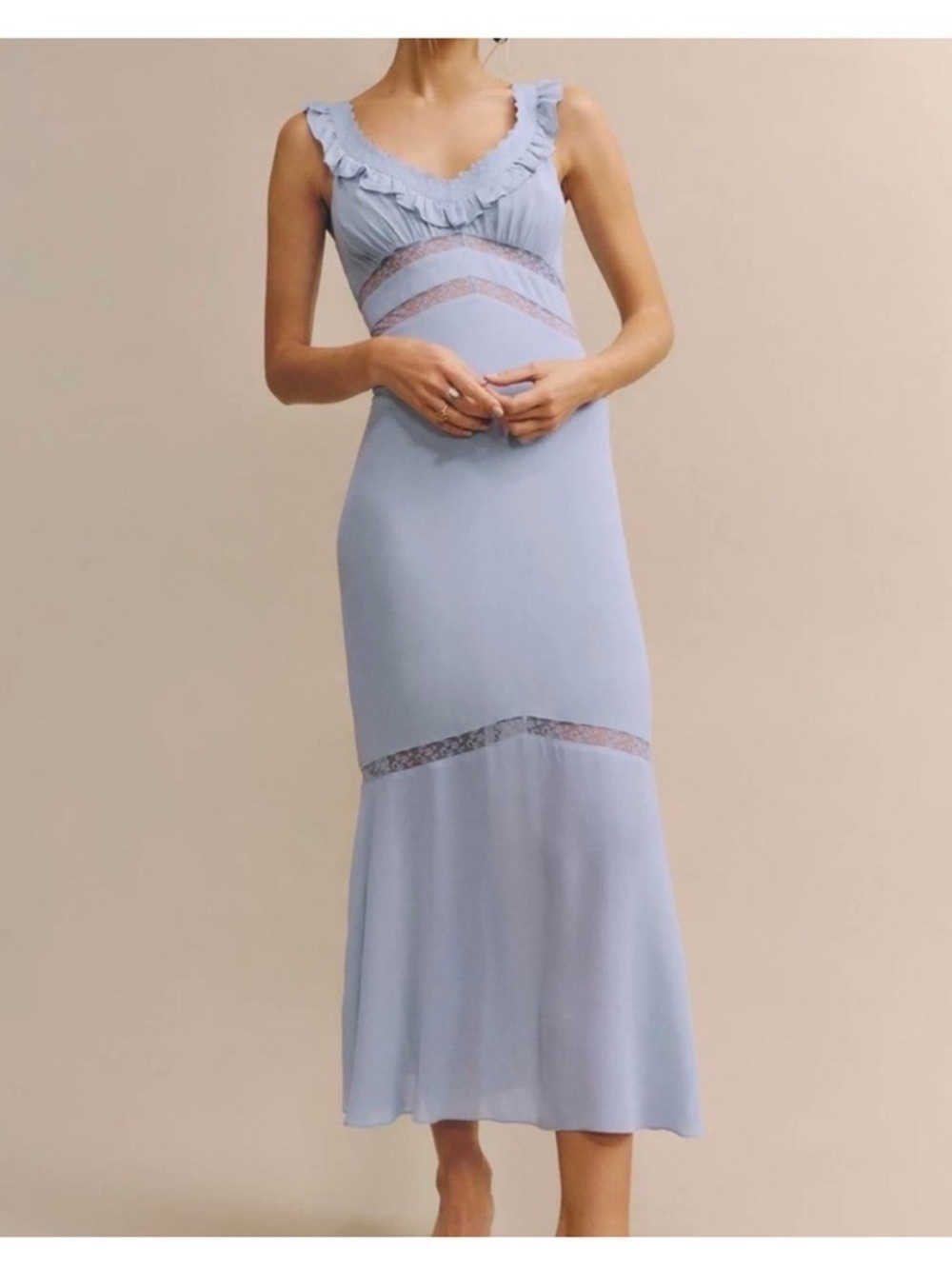 Reformation Purdie Midi Dress Light Blue Size S